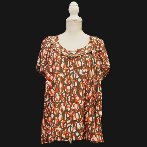 Elle Short Sleeve Abstract Women’s X-Large Blouse - Picture 1 of 9